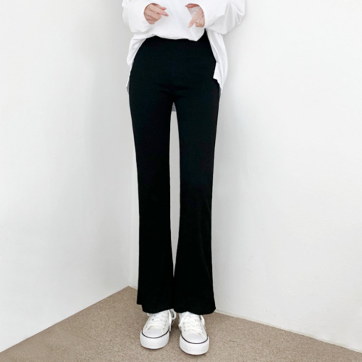 잘빠진 여성용 골지 부츠컷 밴딩 레깅스 팬츠