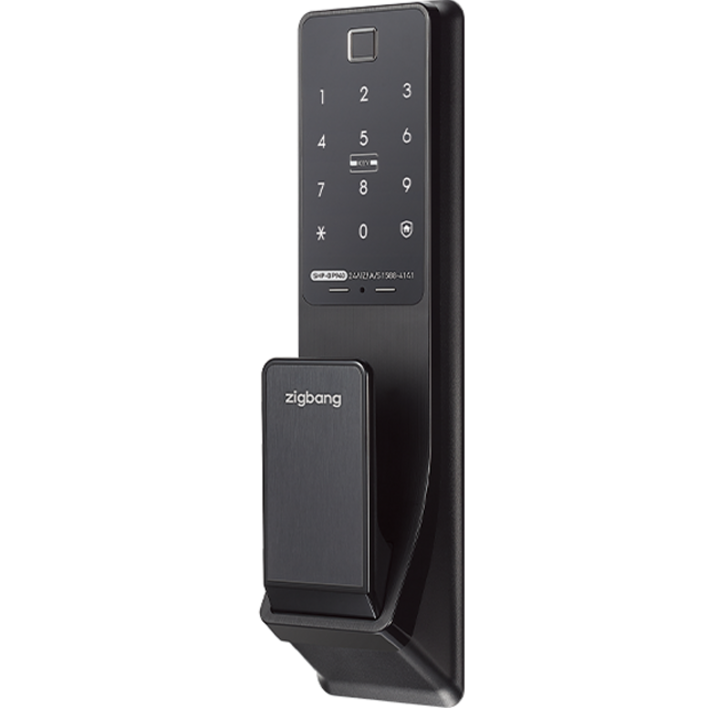 직방 지문 푸시풀 디지털 손잡이 있음 도어락 + 보강판 세트 SHP-DP940, SHP-DP940, 방문설치