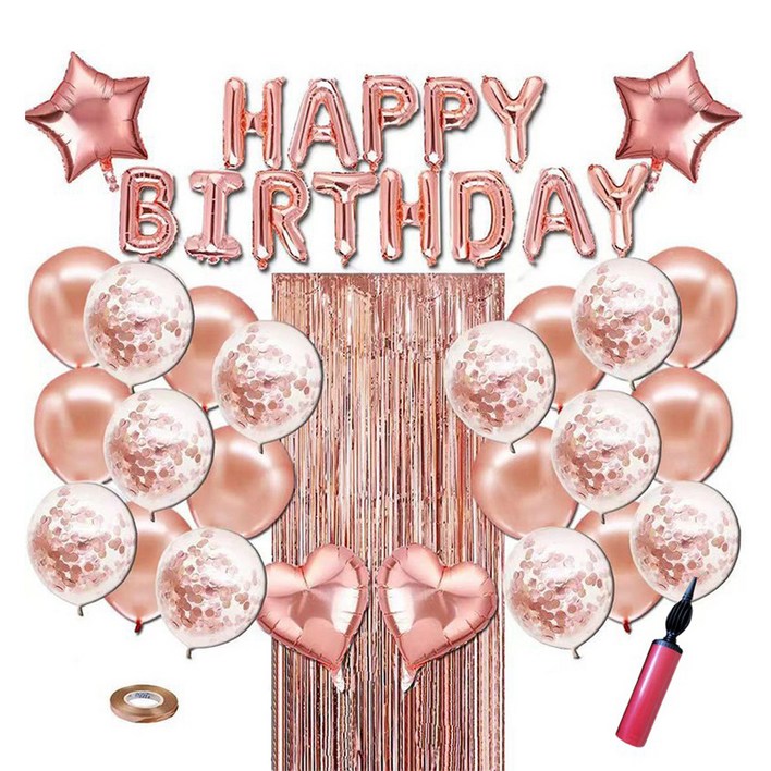 뷰라뷰 생일 파티 풍선 + 손펌프 + 풍선테이프 세트