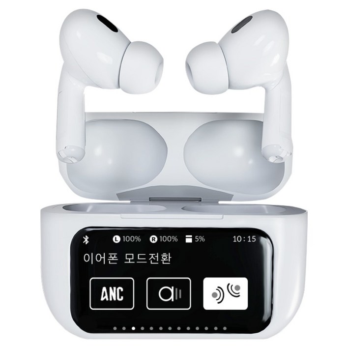 바우아토 노이즈 캔슬링 터치 디스플레이 5.4 커널형 블루투스 이어폰, BAUATO ANC03, 화이트