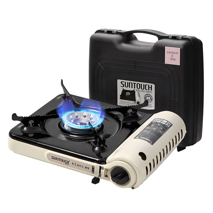 썬터치 블랑 휴대용 가스렌지  전용 케이스 세트, 심플화이트  시크블랙, 1개
