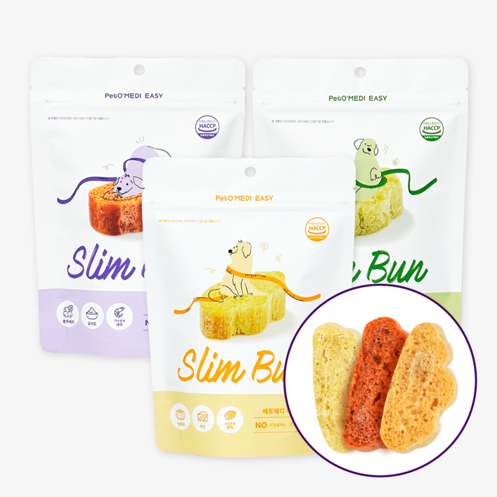 브리지테일 강아지 이지슬림번 다이어트 저칼로리 치석제거 덴탈간식 버라이어티팩 3종 세트, 혼합맛단호박치즈시금치고구마블루베리요거트, 210g, 1세트