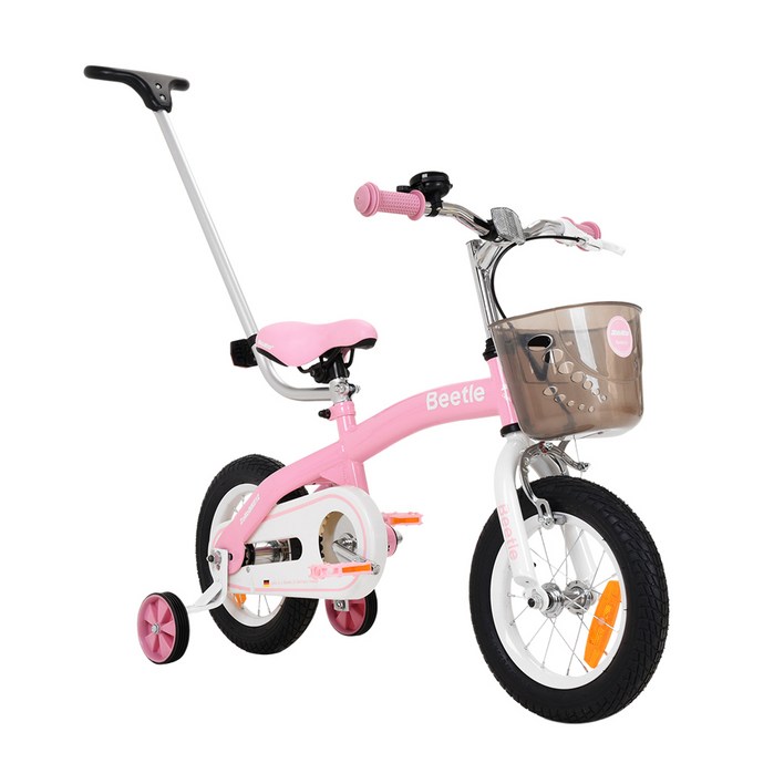 조코 비틀 12 아동용자전거  보호자 밀대, 핑크  화이트, 91cm, 1개