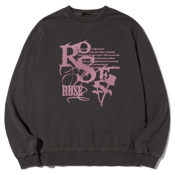 이스케이프프롬 빈티지 로즈 프린트 피그먼트 맨투맨