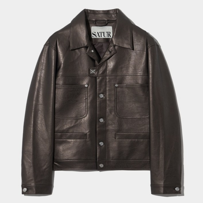 세터 여성용 심볼 브로치 폭스 레더 자켓