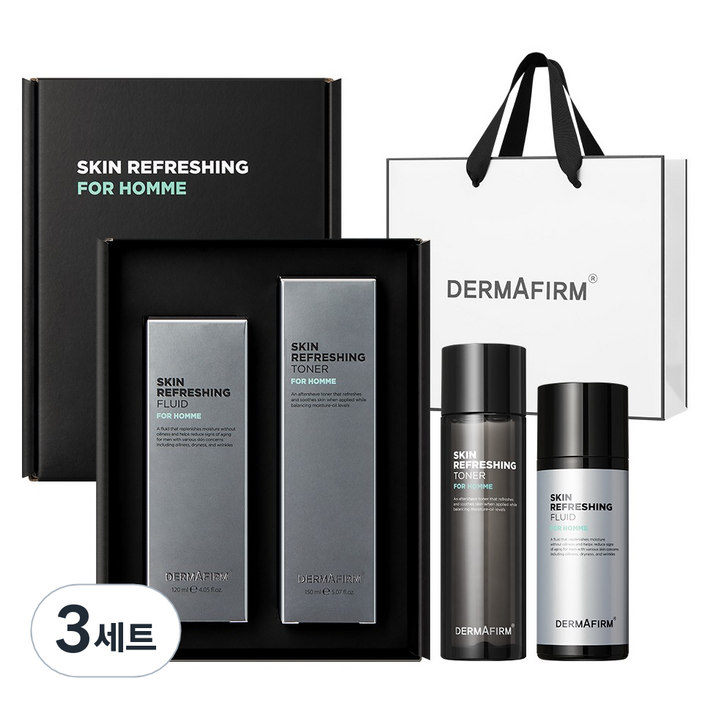 더마펌 스킨 리프레싱 포 옴므 스킨케어 2종 세트 + 쇼핑백, 3세트