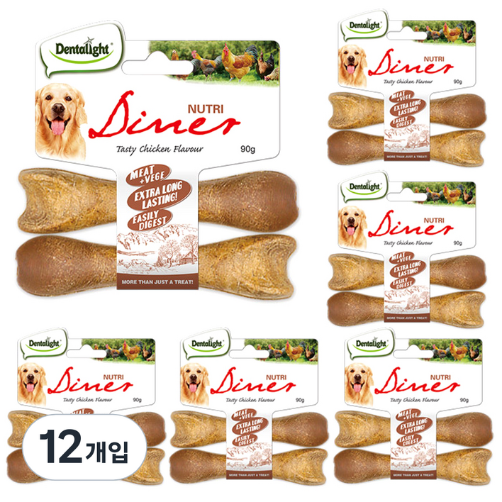 덴탈라이트 강아지 뉴트리 다이너 덴탈껌, 닭고기 맛, 90g, 12개