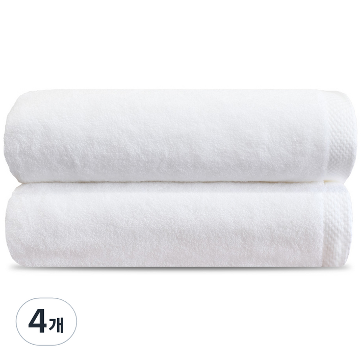 쥬련제작소 호텔 대형 바스타월 450g 40수 면사, 화이트, 4개