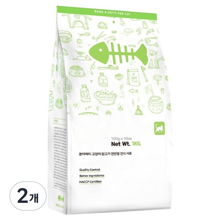 본아페티 고양이 기능성 사료, 면역항산화, 1kg, 2개
