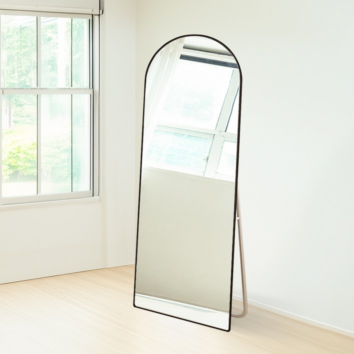 베라스코 대형 아치형 2in1 스탠드 벽걸이 전신거울, 블랙