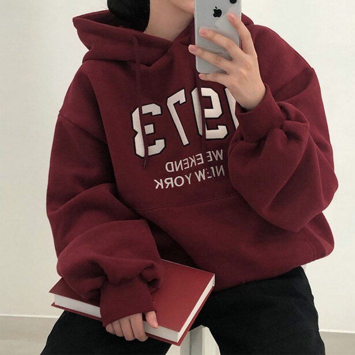 메이첼 위켄드 레터링 후드 도톰 맨투맨 11474