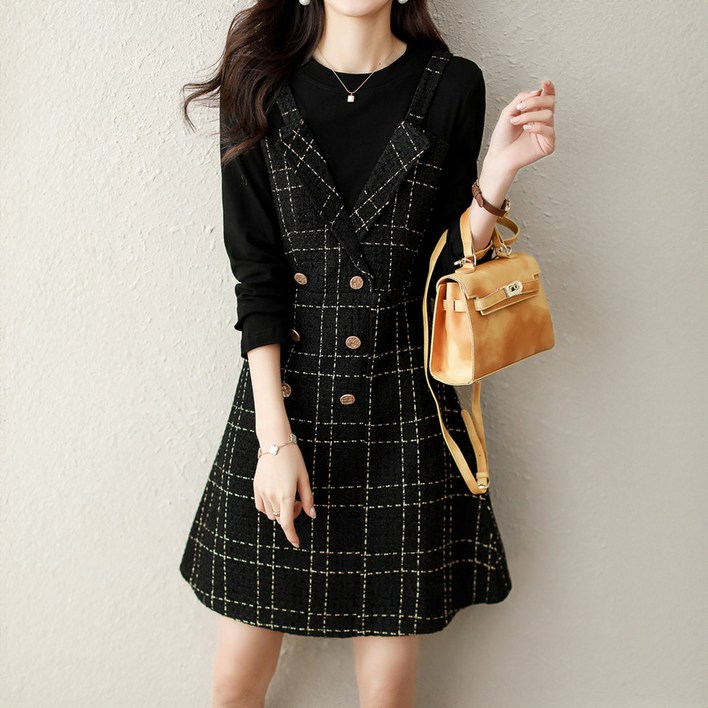 페이퍼먼츠 페이크 체크 오피스 가을 겨울 원피스 11623