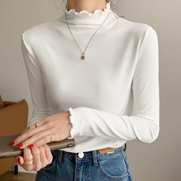 루나걸 여성용 제이폰 이너 반폴라 긴팔 티셔츠 여성이너티셔츠