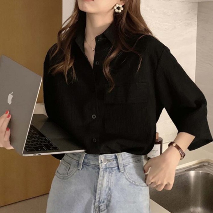피어니스트 루즈핏 카라 포켓 블라우스 피어니스트 루즈핏 카라 포켓 블라우스