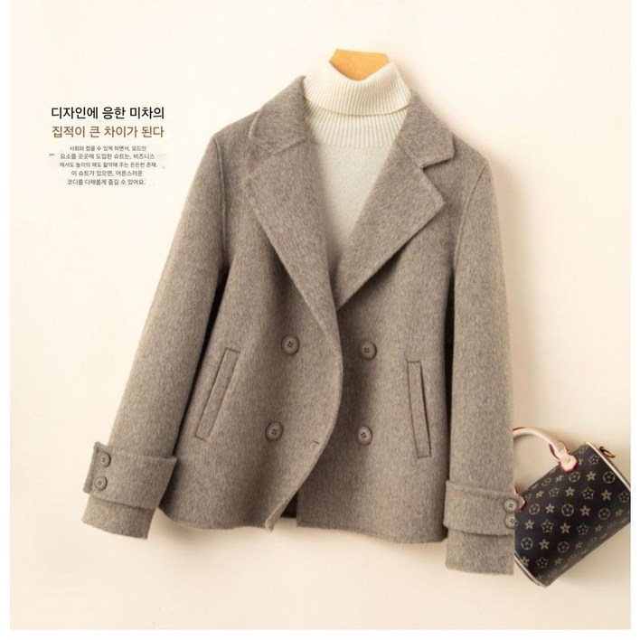 여성 호주산 울100 핸드메이드 숏 코트 자켓 가울 겨울  LOVE