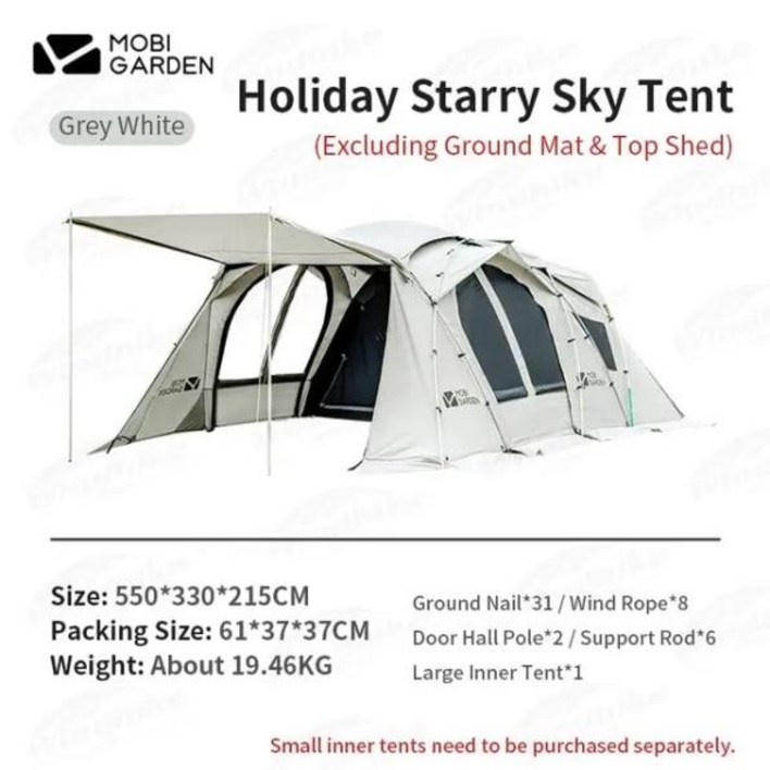 MOBI GARDEN 업그레이드 홀리데이 별이 빛나는 하늘 야외 캠핑 텐트 4 ~ 8 인용 150D 방수 3 룸 1 홀 넓은