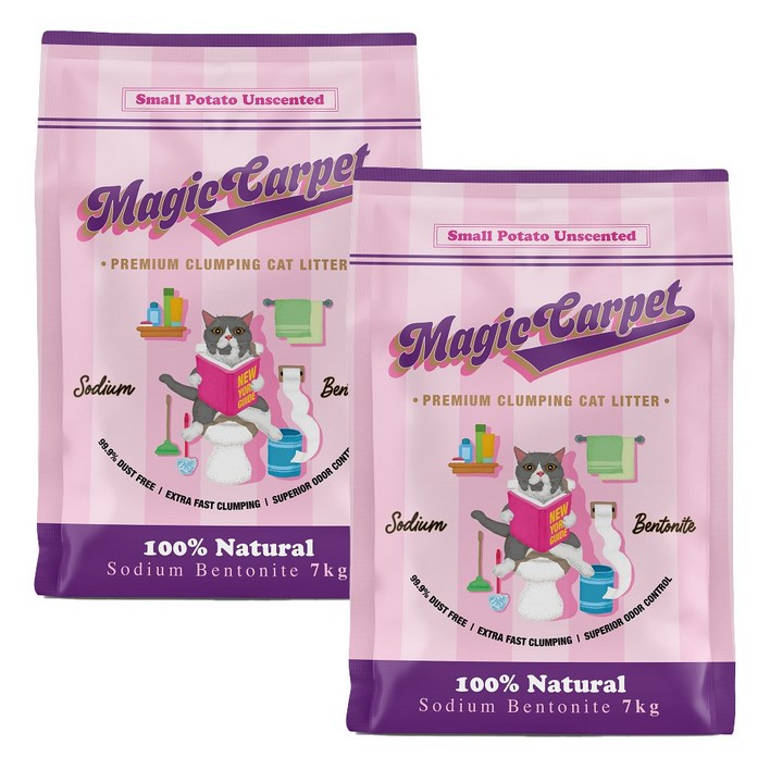 매직카펫 스몰포테이토작은입자 7kg 2개 고양이 벤토나이트 모래