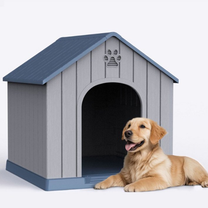레드와이 플라스틱 강아지집 개집 야외 실외 대형견집 애견하우스 반려동물, 1개, 그레이블루