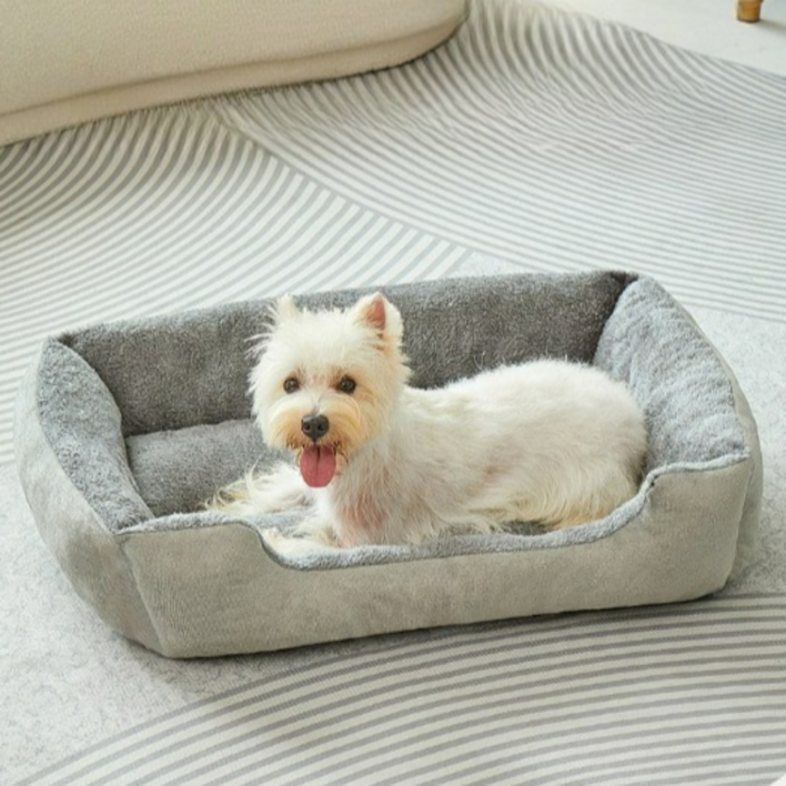 디어센스 포근한 사계절 세탁가능한 보온 반려동물 강아지 고양이 쿠션 방석, 1개, 그레이