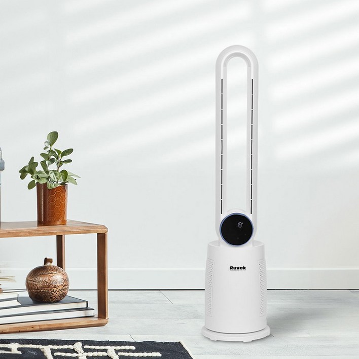 공기청정형 날개없는 리모컨 선풍기  12시간타이머 LED무드등, 1개