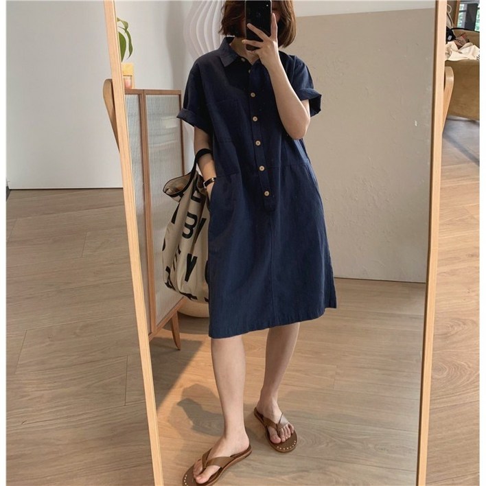 Brodio 데일리 빅사이즈 바스락 셔츠 반팔 아노락 원피스 Brodio 데일리 빅사이즈 바스락 셔츠 반팔 아노락 원피스
