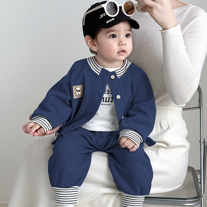 몽실이 베이비 앞트임 상하복 아동 유아용 상하세트 곰돌이 자켓 바지 가을 외출복