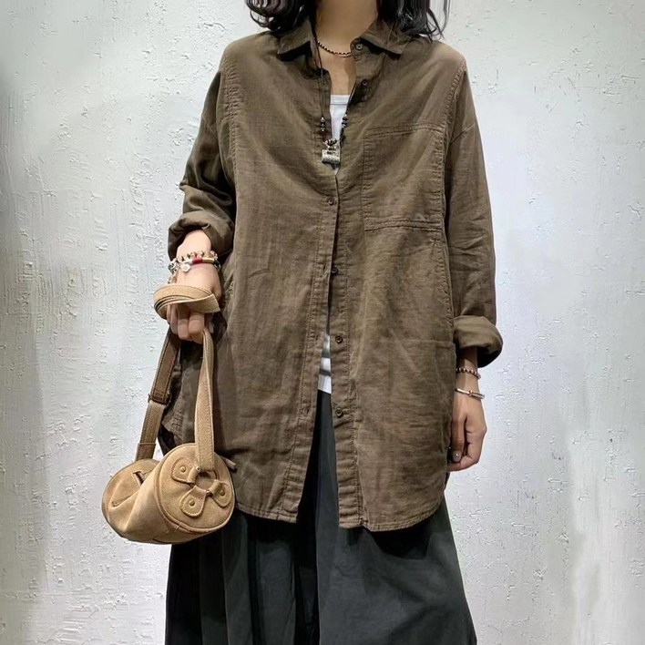 하마마스 아사면 루즈핏 롱셔츠 미시옷