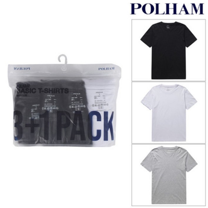 [폴햄] PHC5TR3900 남녀공용 3+1 PACK 패키지 티셔츠 12,410