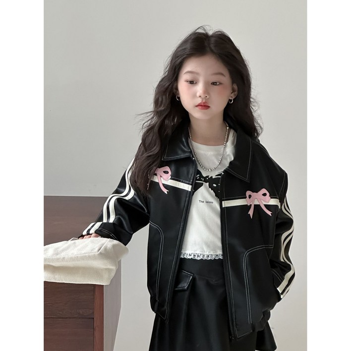 초중학생 봄 가을 리본외투 치마세트MD103