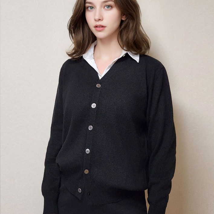 [NIVADA] 니바다 8005 캐시미어 100% 가디건 블랙