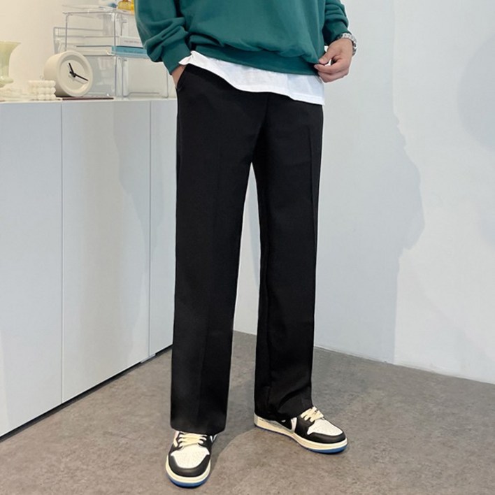 제타22 남성용 프리미엄 스판 세미 와이드 기본 밴딩 슬랙스 바지 1055