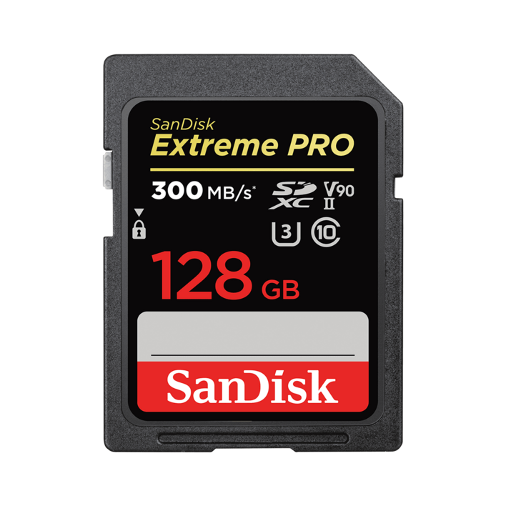 샌디스크 카메라 전문가용 4K촬영 익스트림 프로 SD 카드 300MBs V90 128GB uhsii
