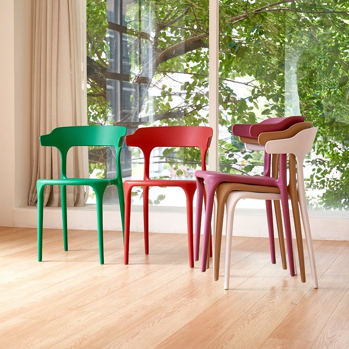 에코 플라스틱 인테리어 디자인 카페 식탁 의자 5color, 그린, 1개