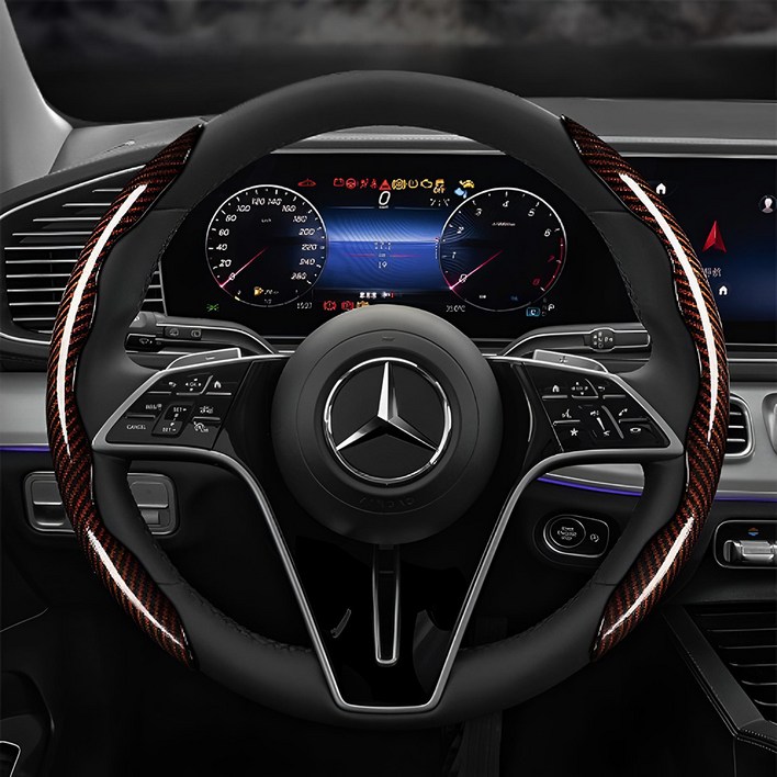 MN Real 카본 5D 자동차 하프 핸들커버, 5D 브라운