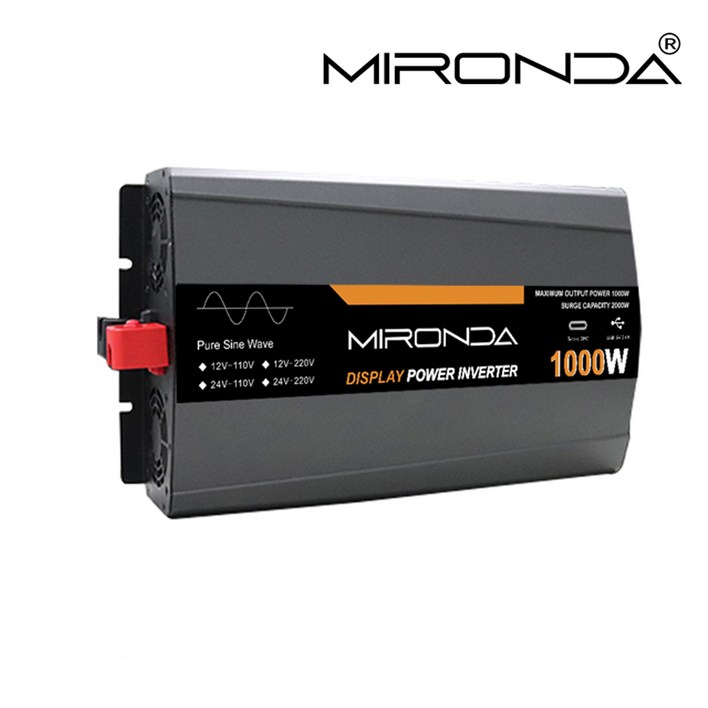 MIRONDA 순수 사인파 차량용 전력 인버터, 캠핑카 용 전압 변환기, 한국 KC 승인, 60Hz 12V  24V 220V MTS 용량 1000W, 1개