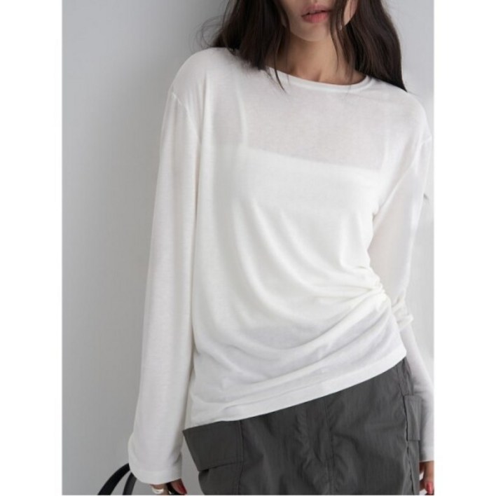 에잇세컨즈 시어 루즈핏 긴소매 티셔츠 아이보리 325841LY20
