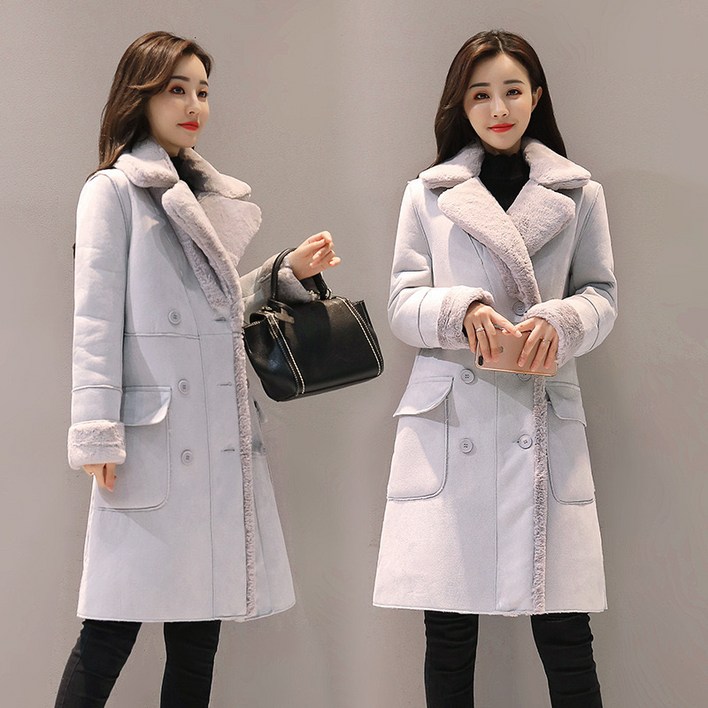 SAMARA 여성 무스탕스타일 퍼 롱코트 겨울