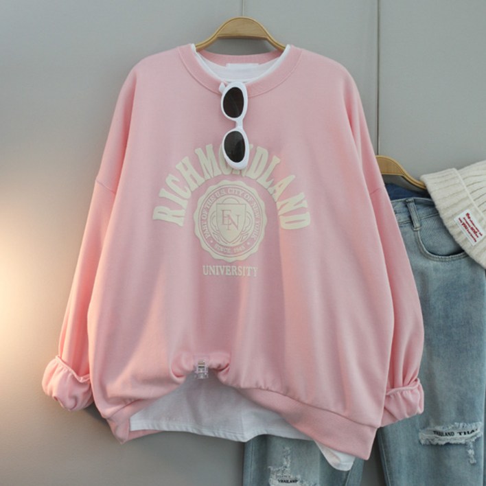 달콩 여성 빅사이즈 봄신상 LAND발포나염오버핏맨투맨