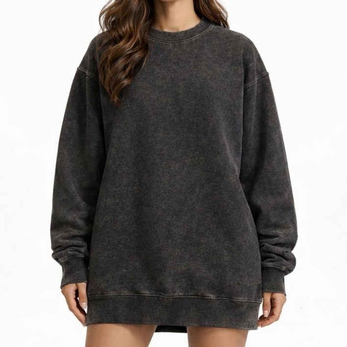 남여공용 오버핏 피그먼트 맨투맨 빅사이즈 스웨트셔츠