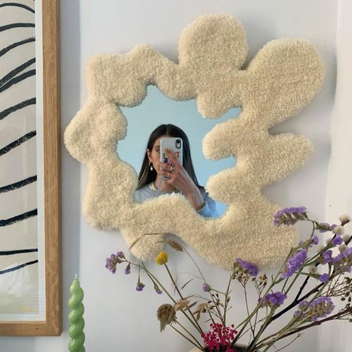 펀치 니들 거울 DIY 패키지 수제 도안 재료 자수 터프팅 취미 바늘 셀프 인테리어 펀칭니들 세트