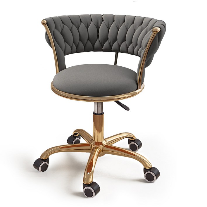 Maxinsk 고급 골드벨벳 화장대의자 높이조절 인테리어의자 침실 등받이의자 메이크업체어