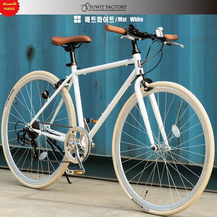 SUWIT 700C 바이크 스포츠 700C 하이브리드 자전거 경량 로드 출퇴근 시마노변속 산책 입문용 국내무료배송, 화이트/WHIT-SILVER 248,000