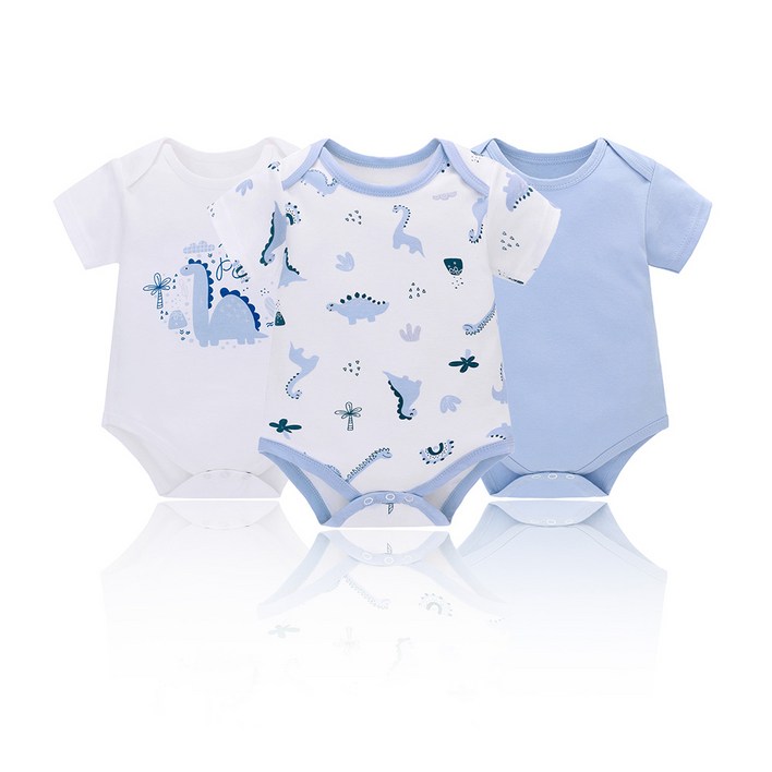 미라클 베이비 신생아 베이직 스냅 반팔 바디슈트 3종 세트