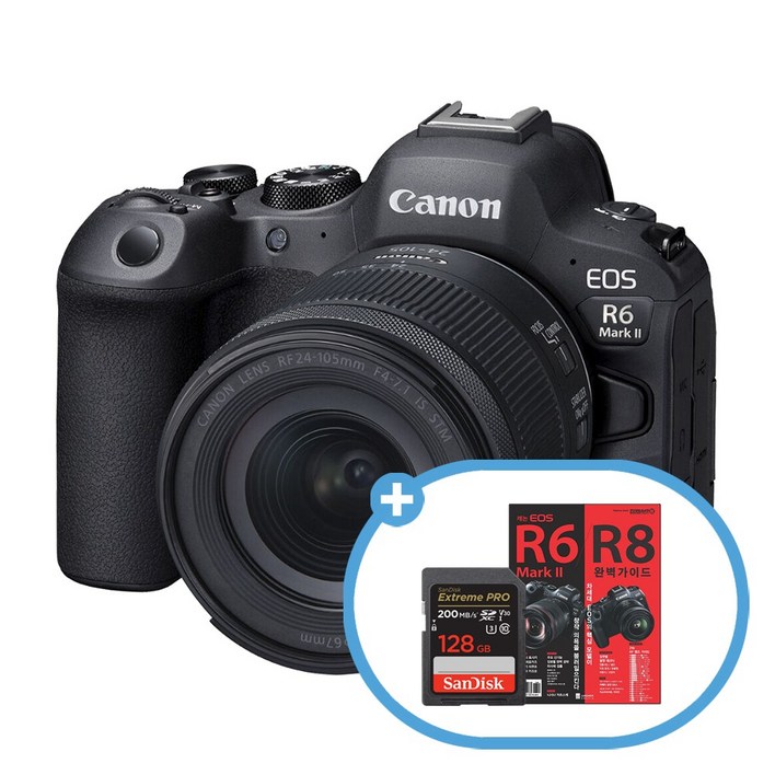 캐논코리아 정품 EOS R6 Mark II 24-105mm 4-7.1 IS STM KIT + 샌디스크 익스트림 프로 SDXC 128GB + 가이드북
