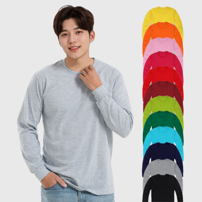 긴팔 30수 무지 라운드넥 티셔츠 남여공용 S3XL 17color 국내생산 빅사이즈 긴팔 30수 무지 라운드넥 티셔츠 남여공용 S3XL 17color 국내생산 빅사이즈