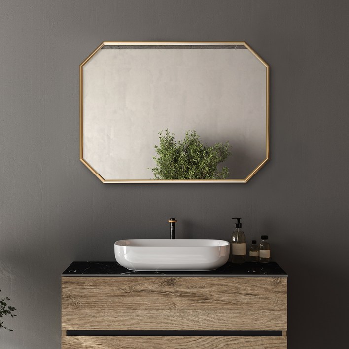 AL 직팔각 벽거울 골드 실버 블랙 600X800 욕실 화장실 화장대 파우더룸 프레임, 골드 프레임