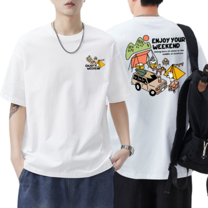 프리티쥬시 남성 여성 오버핏 빅사이즈 프린팅 반팔티 반팔티셔츠 1P