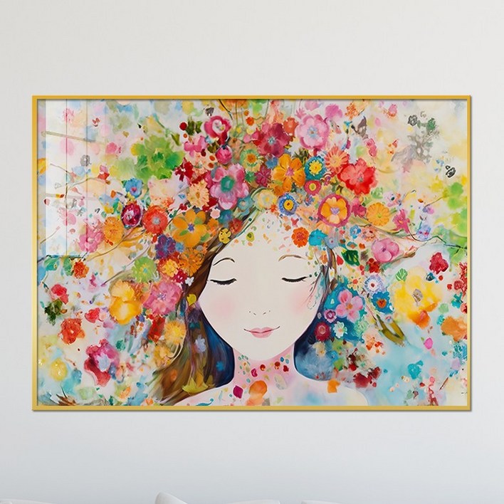아트블루 꽃의 여인 인물 추상화 북유럽 감성 그림 인테리어 액자, 14꽃머리 여인 B알록달록 아트블루 꽃의 여인 인물 추상화 북유럽 감성 그림 인테리어 액자, 14꽃머리 여인 B알록달록