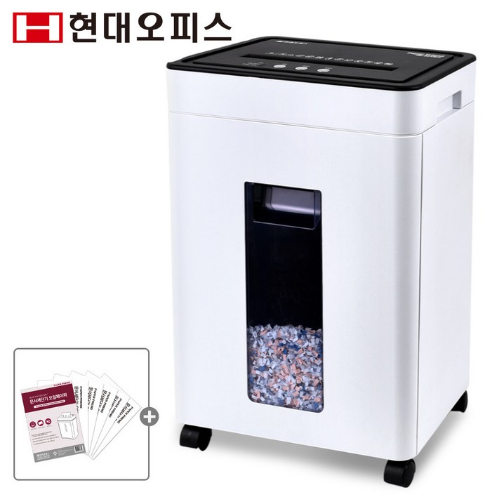현대오피스 페이퍼프랜드 중형 문서세단기 PK-2012CX+페이퍼오일5매 저소음 12매 20L 파쇄기 세절기
