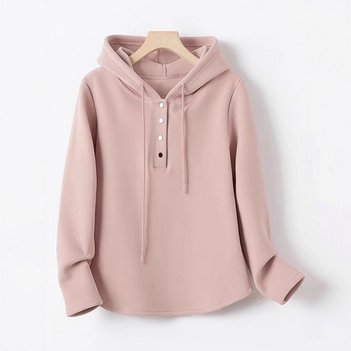 lofei 간절기 루즈핏 후드 헨리넥 스냅 집업 맨투맨 캐주얼 데일리 WY01